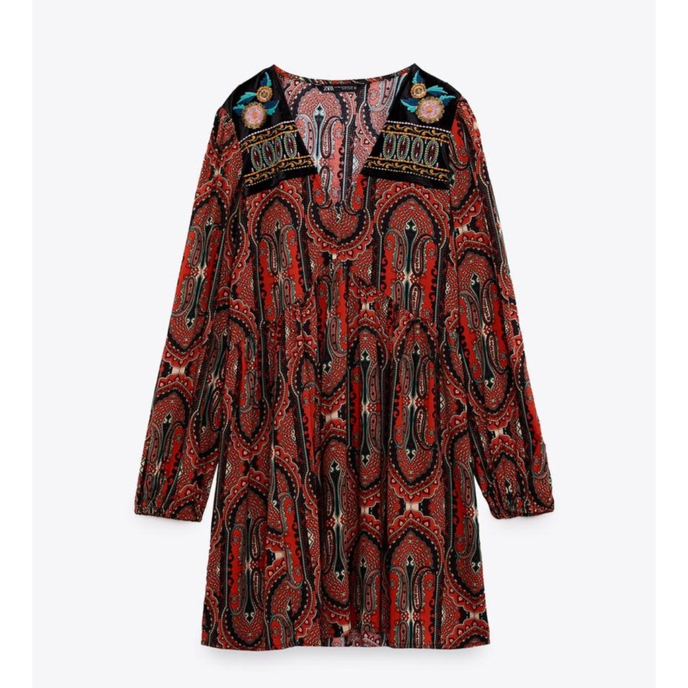 Zara long sleeve paisley dress